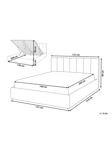 Beliani 2-tlg Doppelbett DREUX in Grau