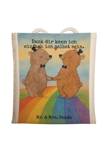 Mr. & Mrs. Panda Umhängetasche Bären Gay Pride Design mit Spruch in Weiß