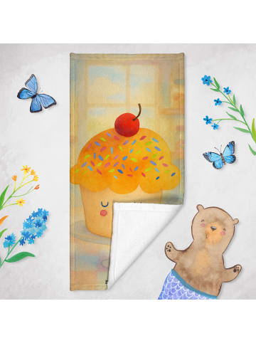 Mr. & Mrs. Panda Strandtuch Cupcake Design ohne Spruch in Gelb Pastell