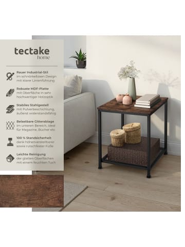 tectake Ablagetisch, 45,5 x 45,5 x 55,5 cm, ausgestattet mit Gitterablage