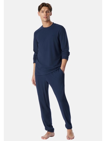 Schiesser Schlafanzug Selected Premium Warming in Deep blue