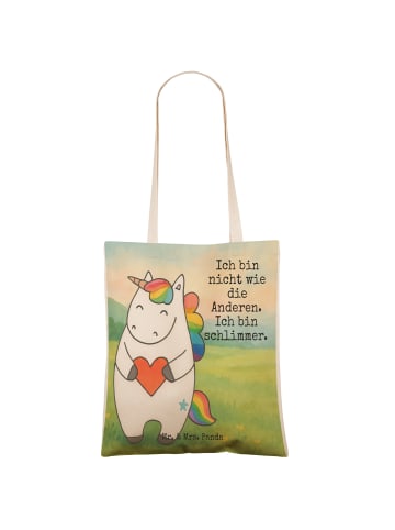 Mr. & Mrs. Panda Einkaufstasche Einhorn Herz Design mit Spruch in Weiß