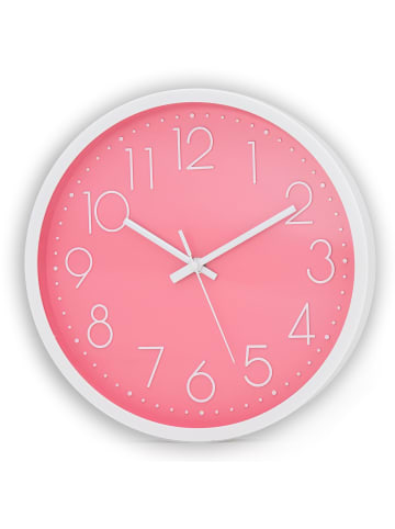 Intirilife Wanduhr mit D30,5 cm in Weiß-Pink