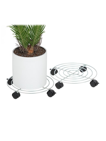 relaxdays Pflanzenroller in Silber - (H)6 x Ø 32 cm