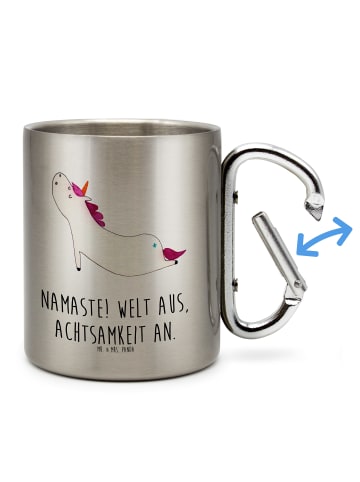 Mr. & Mrs. Panda Trinkbecher Einhorn Yoga mit Spruch in Silber