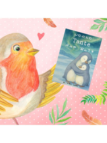 Mr. & Mrs. Panda Grußkarte Pinguin Beste Tante der Welt Design m... in Weiß