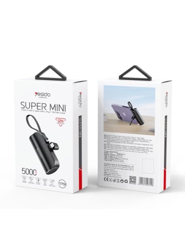Wisam Yesido Powerbank YP68 5000 mAh 12W + USB-C Kabel, Lightning Anschluss