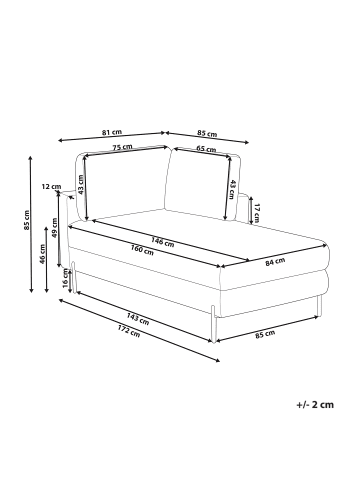 Beliani Chaiselongue REBAIS in Grün/Schwarz - (W) 172 x (H) 85 x (L) 85 cm