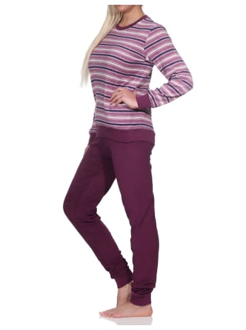 NORMANN Frottee Schlafanzug langarm Pyjama Bündchen - 82772 in lila