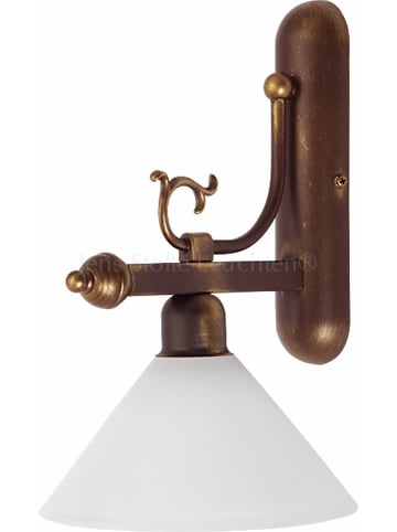 Licht-Erlebnisse Wandlampe in Braun Antik mit Gold Weiß