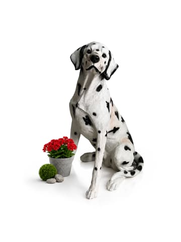 relaxdays Hund-Gartenfigur "Dalmatiner" in Weiß/ Schwarz - (B)39 x (H)83 x (T)52 cm