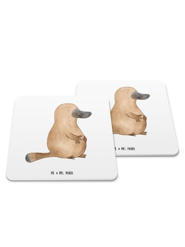Mr. & Mrs. Panda Untersetzer Schnabeltier Mut ohne Spruch in Weiß