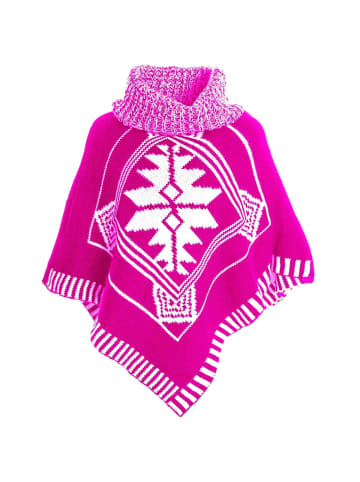 BEZLIT Poncho in Neonpink - Weiß