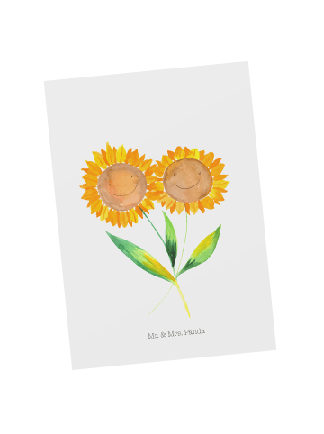 Mr. & Mrs. Panda Postkarte Blume Sonnenblume ohne Spruch in Weiß