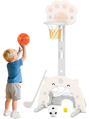 COSTWAY 3 in 1 Kinder Basketballkorb in Beige