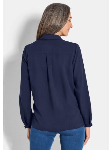 GOLDNER Zeitlose Viskosebluse mit Hemdkragen in blau