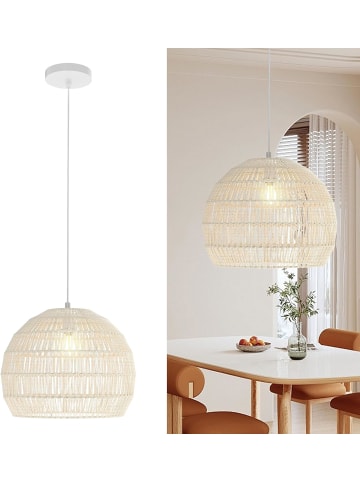 COSTWAY Pendelleuchte Deckenleuchte geflochten E27 in Beige