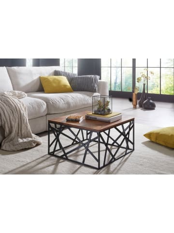 KADIMA DESIGN Couchtisch BAKAL 60x35x60 cm Massivholz / Metall Sofatisch,