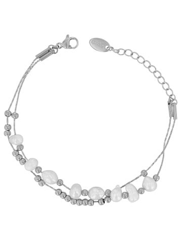 Adeliás Damen Armband aus Edelstahl mit Süßwasserperle 17+5 cm in silber