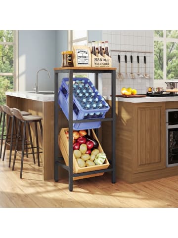 SONGMICS Flaschenregal Barnet in Braun-Schwarz - (B)47.4 x (H)117.3 x (T)40 cm