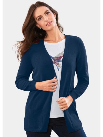 GOLDNER Kurzgröße:  Langarm Feinstrick-Cardigan in royalblau
