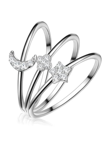 Glanzstücke München Ring Stern/Mond/Blume Sterling Silber Zirkonia in silber