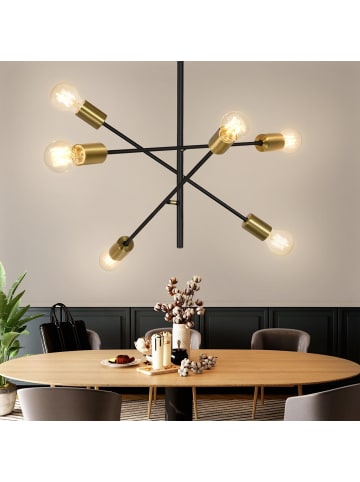 ZMH Pendelleuchte 6-flammige E27 in Schwarzgold vintage Esszimmerleuchte