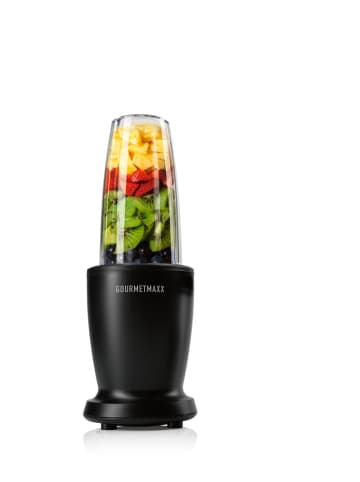 Gourmet Maxx Smoothie Maker 500W schwarz Set 6-tlg. inkl. 2 Becher 540ml/480ml Schwarz