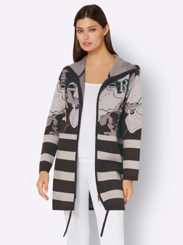 creation L Jacquardstrickjacke in graphit-hellgrau-gemustert