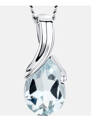 Diamant L'éternel Halskette mit Anhänger aus 375 Weißgold mit Aquamarin