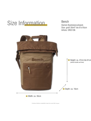 Bench Polyester Freizeitrucksack Bench Rucksack beige, sand, braun ca. 30cm