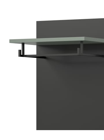 Inn.Furn Garderobenpaneel grau, Salbei Grün, Wandgarderobe 45 x 165 cm mit Kleiderstange