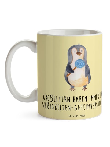 Mr. & Mrs. Panda Becher Großeltern Süßigkeiten mit Spruch in Gelb Pastell