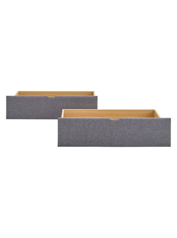 Homestyle4u Bettkasten 2er Set in Grau 99x26x37 cm