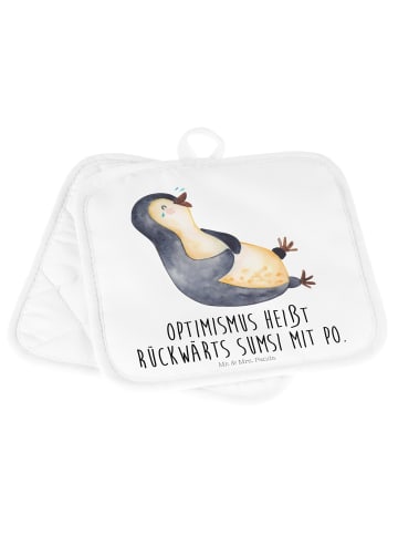 Mr. & Mrs. Panda Topflappen Pinguin Lachen mit Spruch in Weiß