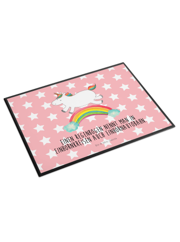 Mr. & Mrs. Panda tischpad Einhorn Regenbogen mit Spruch in Rot Pastell