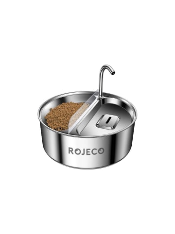 Rojeco 2in1 Trinkbrunnen & Futternapf Edelstahl 3,2L