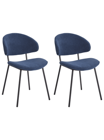 Beliani 2er-Set Esszimmerstuhl KIANA in Blau/Schwarz