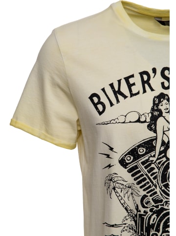 King Kerosin King Kerosin Oil Wash T-Shirt Bikers Island in gelb