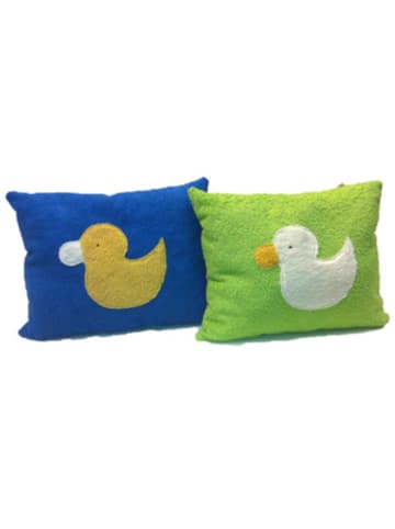 Efie Kissen Ente, 2er Set, Grün und Blau, Made in Germany