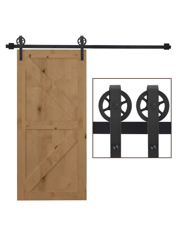 HOMCOM Schiebetür-Beschlagsatz in Schwarz 200L x 4B x 0,6H cm