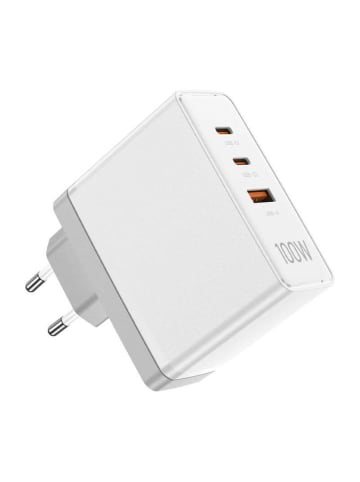 Vention Wandladegerät 100W mit 3 Anschlüssen 2x USB-C, USB-A in Weiß