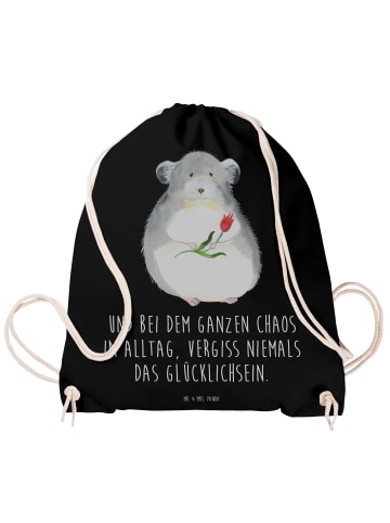 Mr. & Mrs. Panda Jutebeutel Chinchilla Blume mit Spruch in Schwarz