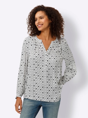 Heine Druckbluse in schwarz-ecru-bedruckt
