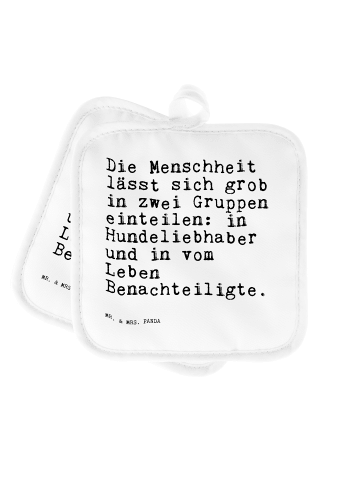 Mr. & Mrs. Panda Topflappen Die Menschheit lässt sich... mit Spruch in Weiß