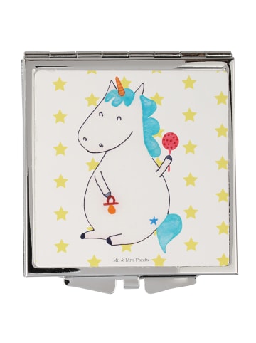 Mr. & Mrs. Panda Handtaschenspiegel quadratisch Einhorn Baby ohn... in Weiß