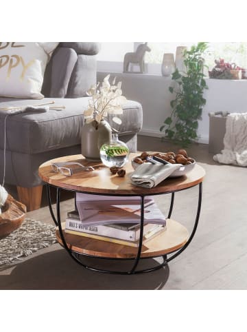 KADIMA DESIGN Couchtisch 60x34,5x60 cm Massivholz / Metall Sofatisch, Design