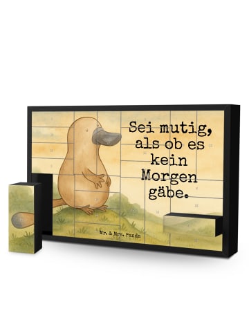 Mr. & Mrs. Panda Adventskalender Schnabeltier Mut Design mit Spruch in Weiß