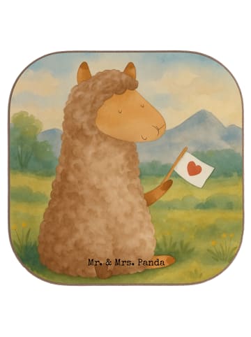 Mr. & Mrs. Panda Tischuntersetzer Alpaka Fahne Design ohne Spruch in Weiß