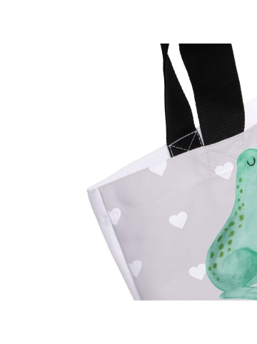 Mr. & Mrs. Panda Strandtasche Frosch Liebe mit Spruch in Grau Pastell